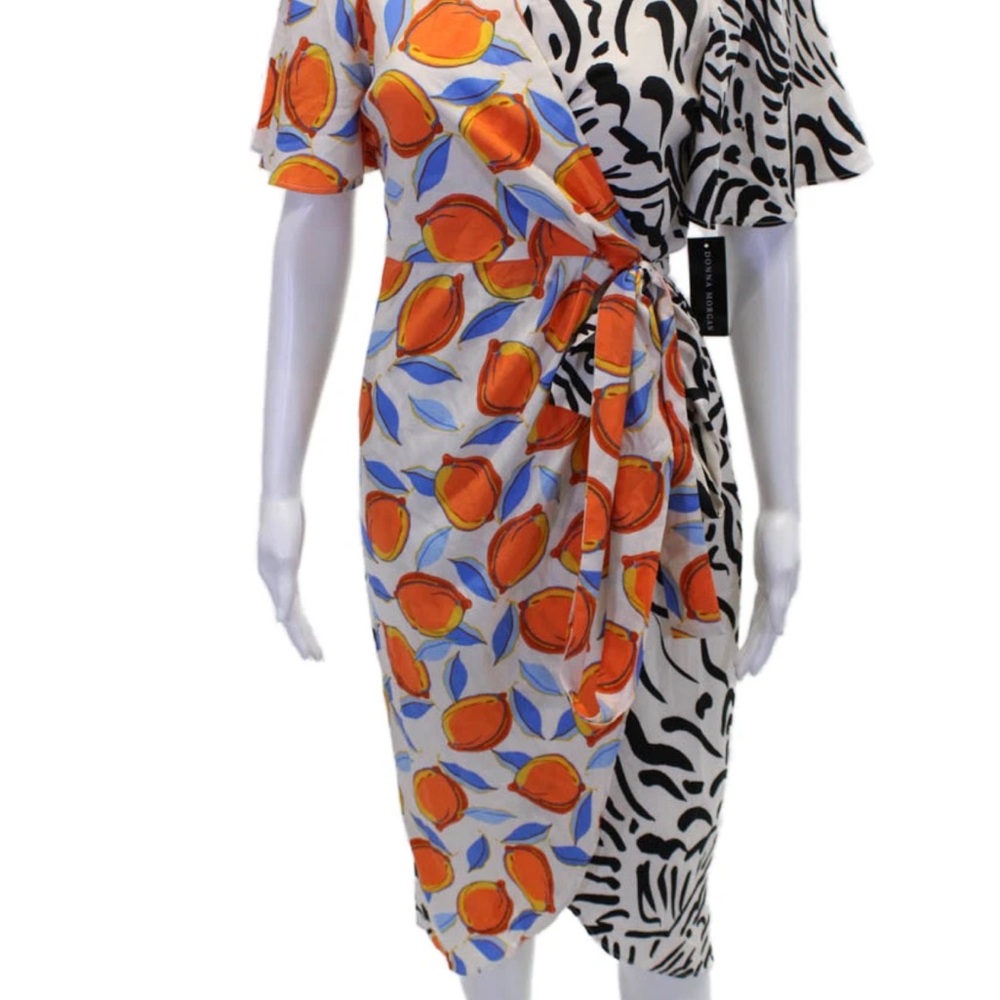 Vibrant Orange and Black Patterned Dress